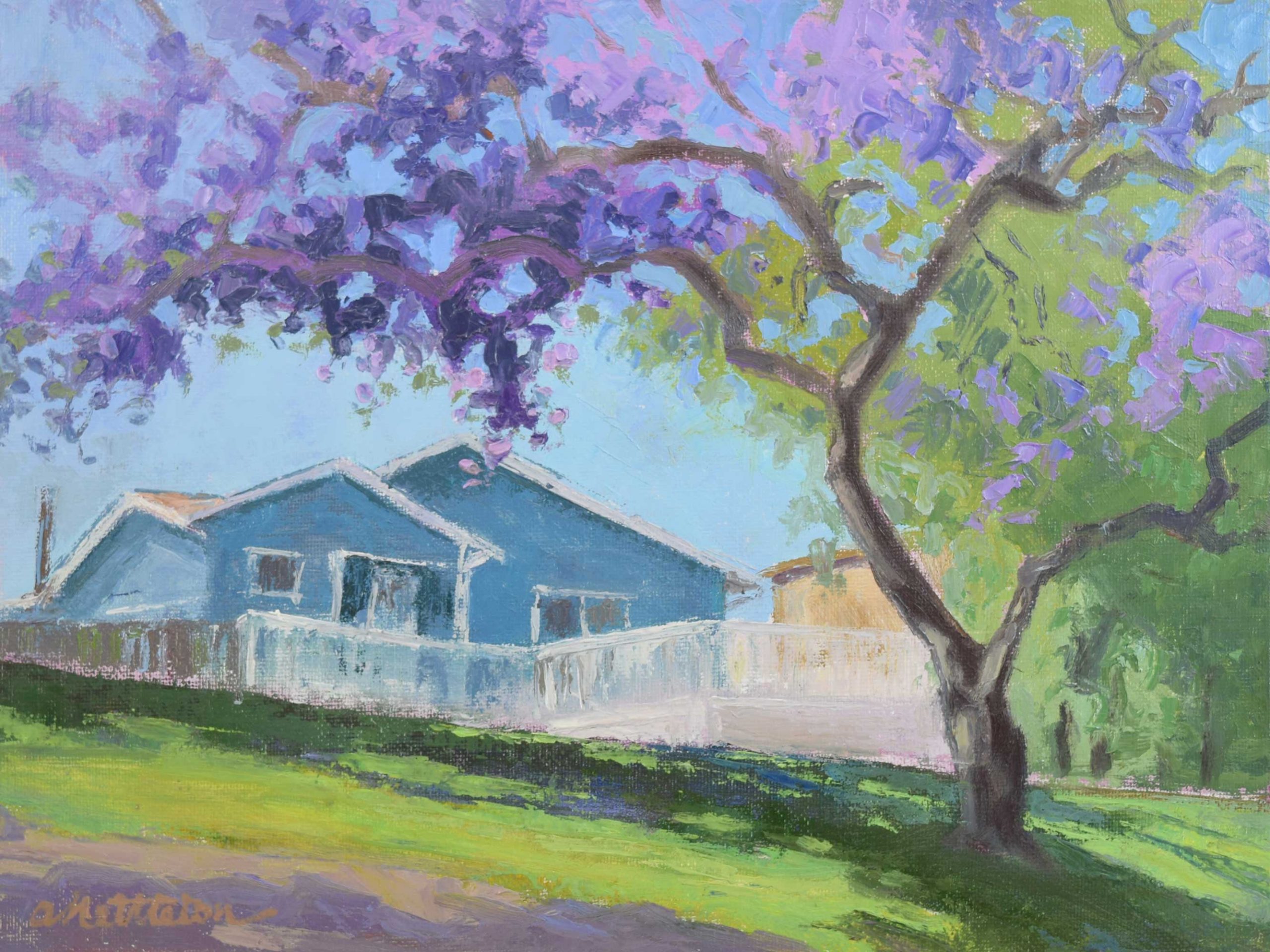 Purple Jacaranda Blue House